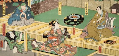 Scen från Genji monogatari (Tale of Genji) av Murasaki Shibuku (f. 978) ca. 1860 (trätryck i färg) av Utagawa and Toyokuni Kuniyoshi