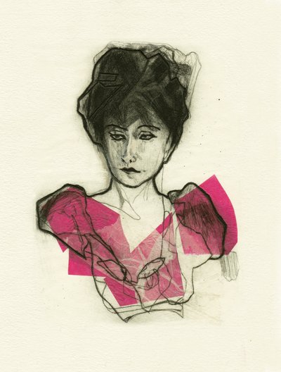 Modernt rosa porträtt av Ute Rathmann