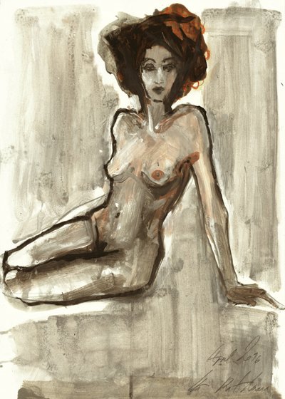 Liggande nakenfigur av Ute Rathmann