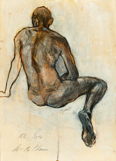 Studiemodell av sittande man av Ute Rathmann