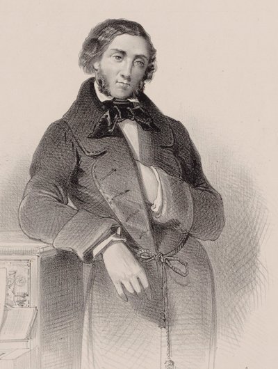Porträtt av pianisten och kompositören Felix Mendelssohn Bartholdy 1809-1847. av V. Guillet