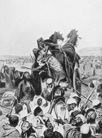 Slaget vid Ramoth-Gilead 853 f.Kr. (litografi) av Vaclav (1851 1901) (after) Brozik
