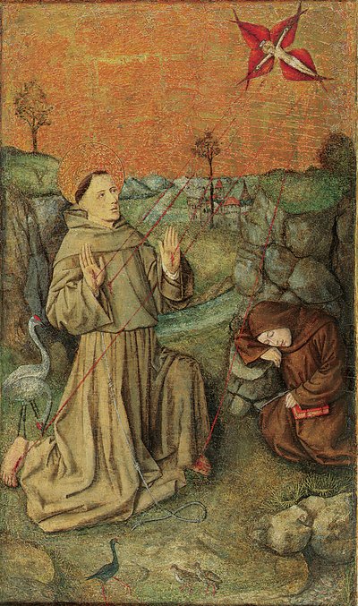 Saint Francis tar emot Stigmata, sent 1400-tal av Valencian School