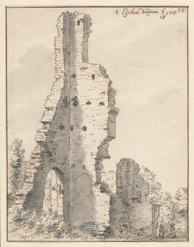 Ruinen av kyrkan Eik en Duinen nära Haag av Valentijn Klotz (attributed to)