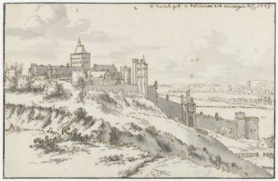 Utsikt över Valkhof och Belvedere i Nijmegen av Valentijn Klotz (possibly)