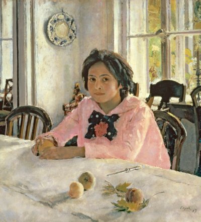 Flicka med persikor av Valentin Aleksandrovich Serov