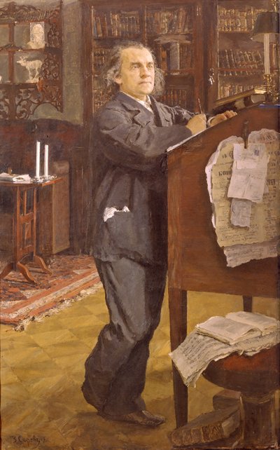 Porträtt av kompositören Alexander Serov 1820-1871, 1889 av Valentin Aleksandrovich Serov