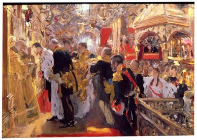 "Kröningen av kejsar Nicholas II i Assumption Cathedral", 1896 av Valentin Serov