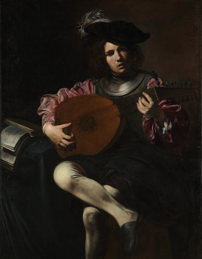 Lutspelare, ca 1625-26 (olja på duk) av Valentin de Boulogne
