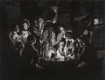 Ett experiment på en fågel i luften efter Joseph Wright från Derby, 1769. av Valentine Green