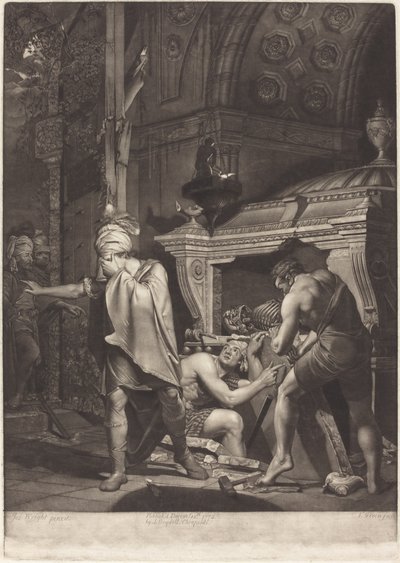 Miravan öppnar sina förfäders grav av Valentine Green after Joseph Wright