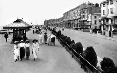 Strandpromenaden, West Worthing, West Sussex, tidigt 1900-tal. av Valentine and Sons Ltd