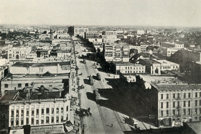 Winnipeg i dag, tittar upp huvudgatan. - The Rapid Growth of Modern Canada, c1930. av Valentine and Sons Ltd