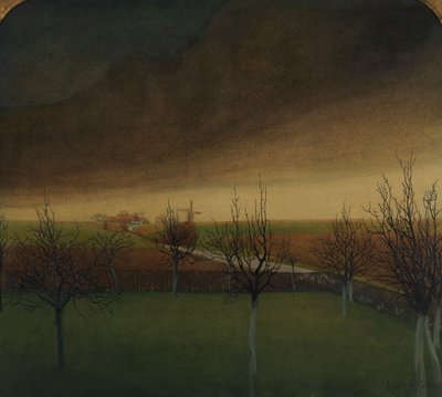 Före våren (akvarell på papper) av Valerius de Saedeleer