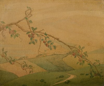 Landskap med äppelträd (olja på duk) av Valerius de Saedeleer