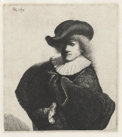 Lady sett bakifrån och två herrar, troligen 1634. av Van Vliet
