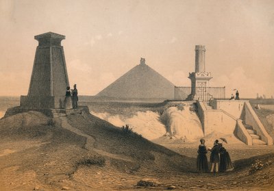 Krigsminnesmärken på slagfältet i Waterloo, Belgien, mitten av 1800-talet. av Vanderhecht