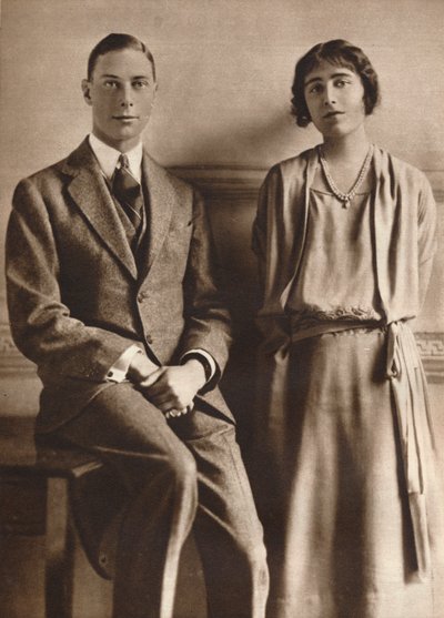 "Lady Elizabeth Bowes Lyon och hertigen av York vid tillkännagivandet av deras förlovning", 1923 av Vandyk