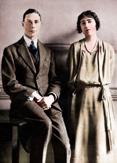 "Lady Elizabeth Bowes Lyon och hertigen av York vid tillkännagivandet av deras förlovning", 1923 av Vandyk