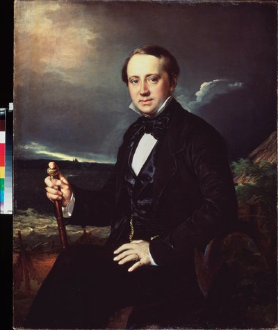 Porträtt av Alexandre Sapozhnikov (Porträtt av Alexander Sapozhnikov) - Painture de Vasili Andrievich Tropinin (Vasily Tropinine) (1776-1857), huile sur toile av Vasili Andreevich Tropinin