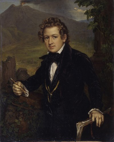 Porträtt av målaren Karl Pavlovich Bryullov 1799-1852, 1836 av Vasili Andreevich Tropinin