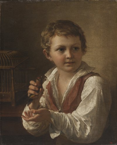 Pojke med en guldfink. av Vasili Andreyevich Tropinin