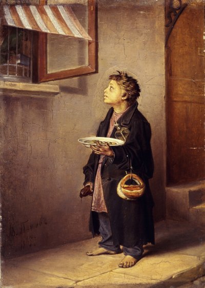 En lärling tittar på en papegoja, 1865 av Vasili Grigorevich Perov