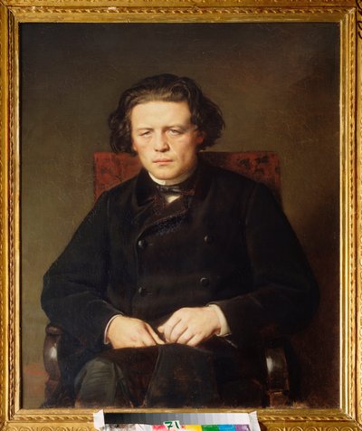 Porträtt av Anton Rubinstein (1829-1894). Målning av Vasili (Vasili) Grigoryevich Perov (1834-1882), olja på duk av Vasili Grigorevich Perov