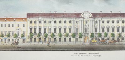 Stroganovpalatset Från panoraman av Nevsky Prospekt av Vasili Semenovich Sadovnikov