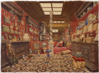 Ett rum i Alexander Basilewskys residens i Paris, 1870 (wc på papper) av Vasili Vasilievich Vereshchagin