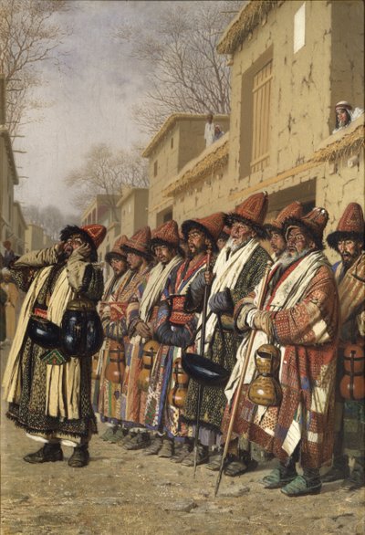 Dervischer Chorus Begging Alms i Tasjkent, 1870 av Vasili Vasilievich Vereshchagin