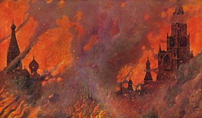 Brand i Zamoskvorechye (färglitografi) av Vasili Vasilievich Vereshchagin