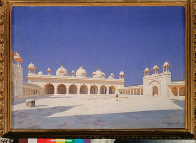 Pärlmoskén i Röda fortet i Agra i Indien - Målning av Vasili Vasilyevich Vereshchagin (Vassili Vereshchagin) (1842-1904), olja på duk av Vasili Vasilievich Vereshchagin