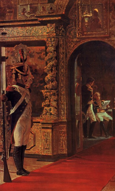 Marskalk Davout i Chudovklostret i Moskva i Kreml (färglitografi) av Vasili Vasilievich Vereshchagin