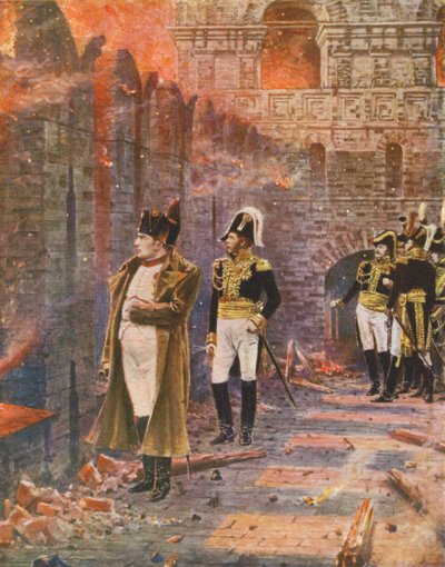Napoleon tittar på Moskvas brand (färglitografi) av Vasili Vasilievich Vereshchagin