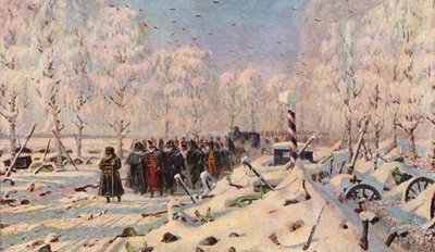 På väg - tillbakadragande och flykt (färglitografi) av Vasili Vasilievich Vereshchagin