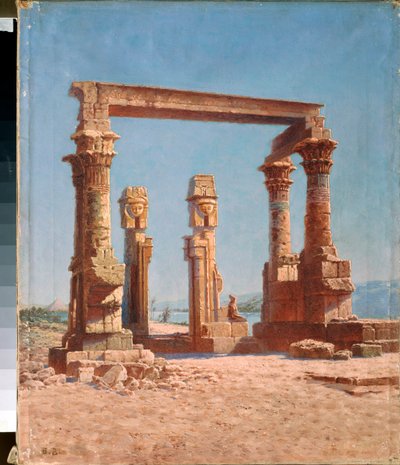 Ruinerna av ett egyptiskt tempel (egyptiska tempelruiner) - Målning av Vasili Vasilyevich Vereshchagin (Vassili Vereshchagin) (1842-1904), olja på duk, rysk konst, landskap 1800-1900-talet - Regionala konstmuseet, Gorlovka (eller Horlivka) (Ukraina) ) av Vasili Vasilievich Vereshchagin
