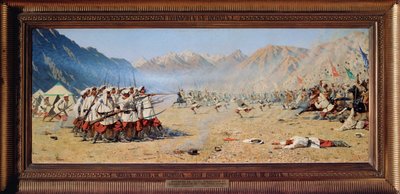 En plötslig attack (erövringen av Turkestan av det kejserliga Ryssland av Vasili Vasilievich Vereshchagin