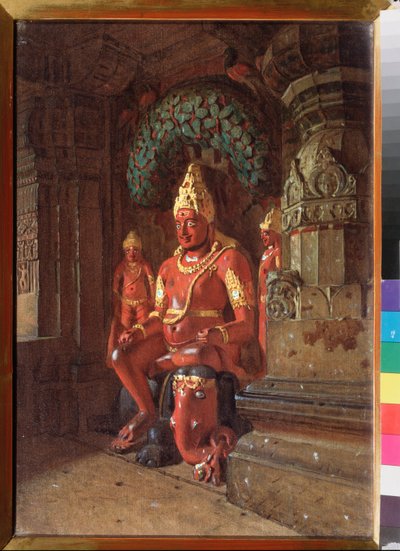 En Vishnu-staty i Indra-templet - Målning av Vasili Vasilyevich Vereshchagin (Vassili Vereshchagin) (1842-1904), olja på duk av Vasili Vasilievich Vereshchagin