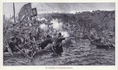 Erövringen av Sibirien av Yermak Timofeyevich (gravyr) av Vasilij Ivanovic Surikov