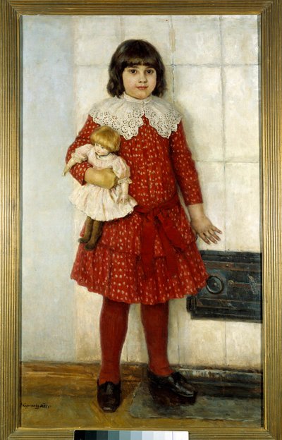 Flickan har dockan Målning av Vasilli Ivanovich Surikov (Vasily Surikov eller Vasili Surikow) (1848-1916) 1888 Moskva. Tretjakovgalleriet av Vasilij Ivanovic Surikov