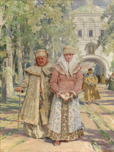 Utanför klosterporten, 1916 av Vasily Ivanovich Navozov