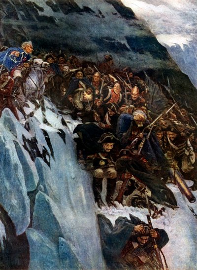 "Suvorovs marsch genom Alperna", 1799, 1899, 1939. av Vasily Surikov