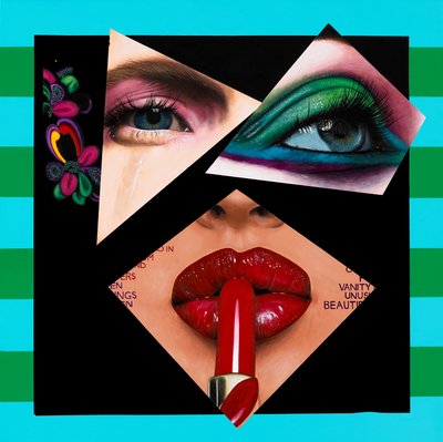 Ulterior Embellishments of a Covergirl, 2017 (Akryl på trä) av Vaskeen Vaskeen