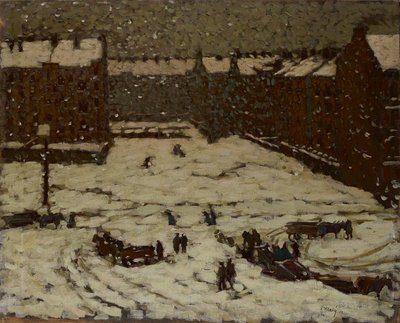 Förort i snöväder av Václav Malý