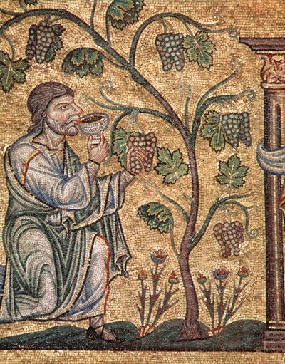 Noas liv, fylleriet (mosaikdetalj av Veneto Byzantine School