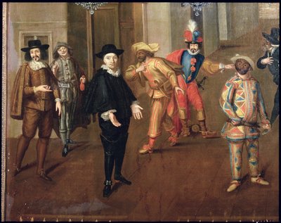 Italienska och franska komiker som spelar farser, 1670 (detalj) (se även 155316) av Verio