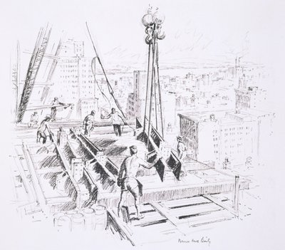 Rörliga balkar på 25:e våningen i Empire State Building, publicerad av William Edwin Rudge av Vernon Howe Bailey