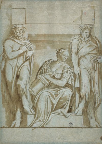 Styrka (eller styrka) flankerad av två satyrer av Veronese
