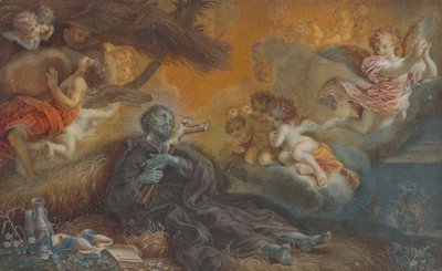 Franciskus Xaviers död, ca 1750 (olja på pergament) av Veronica Stern